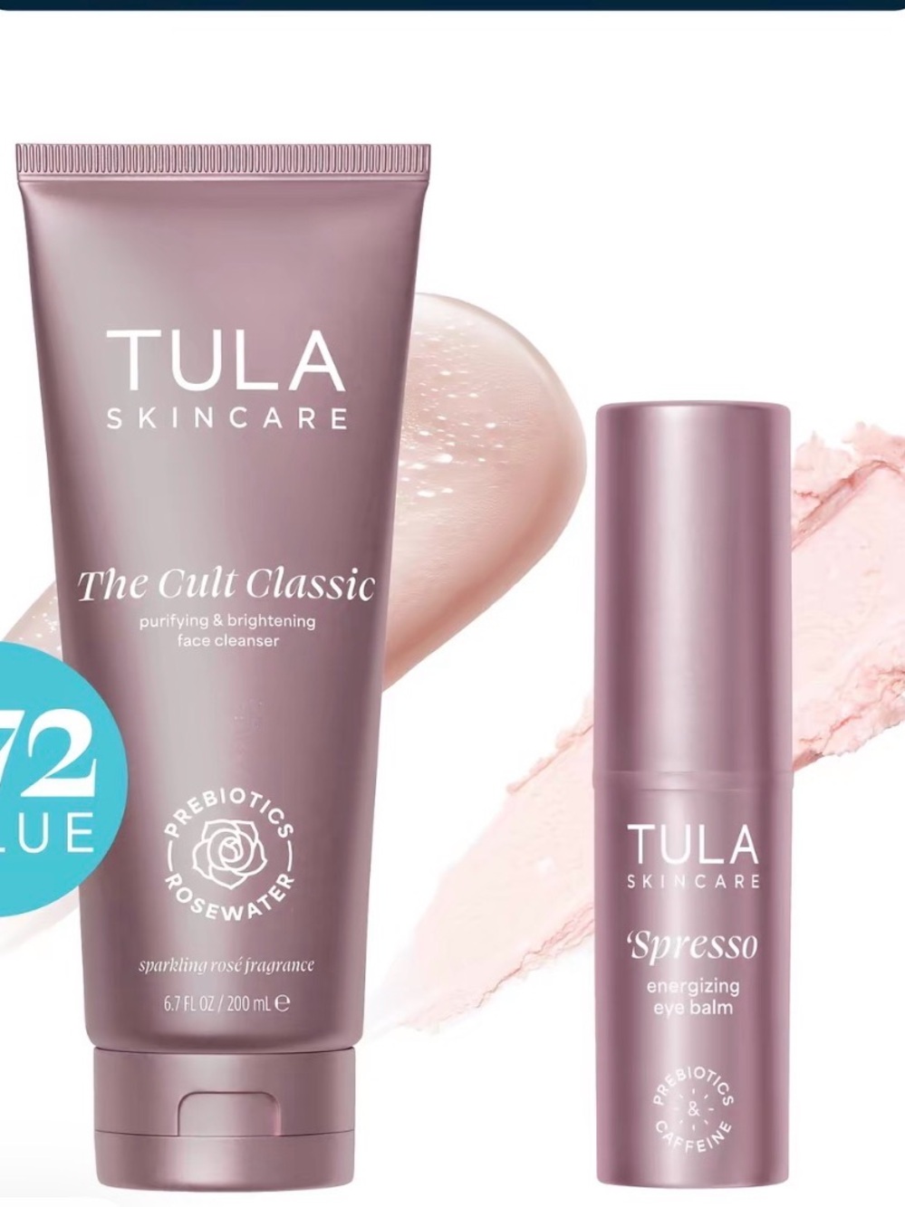 Tula Skincare Rose Pink Purifying & Energizing Cleanser + Eye Balm Duo